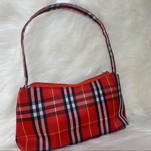 Red plaid purse
